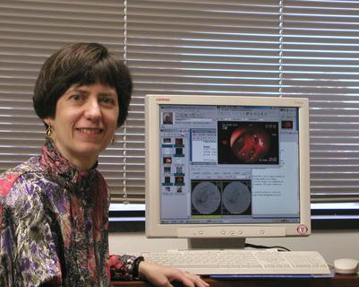 Ruth Dayhoff with clinical workstation showing the VistA Imaging System.  This computer system delivers medical images to clinicians anytime anywhere throughout the hospital.  It is fully integrated other hospital software to provide a complete multimedia