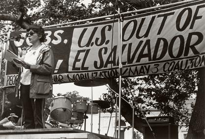 Helen Rodriguez-Trias speaking at a demonstration in New York City, 1970s