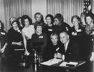 Helen Taussig (standing, center) at Medal of Freedom Award ceremony with Lyndon B. Johnson, 1964